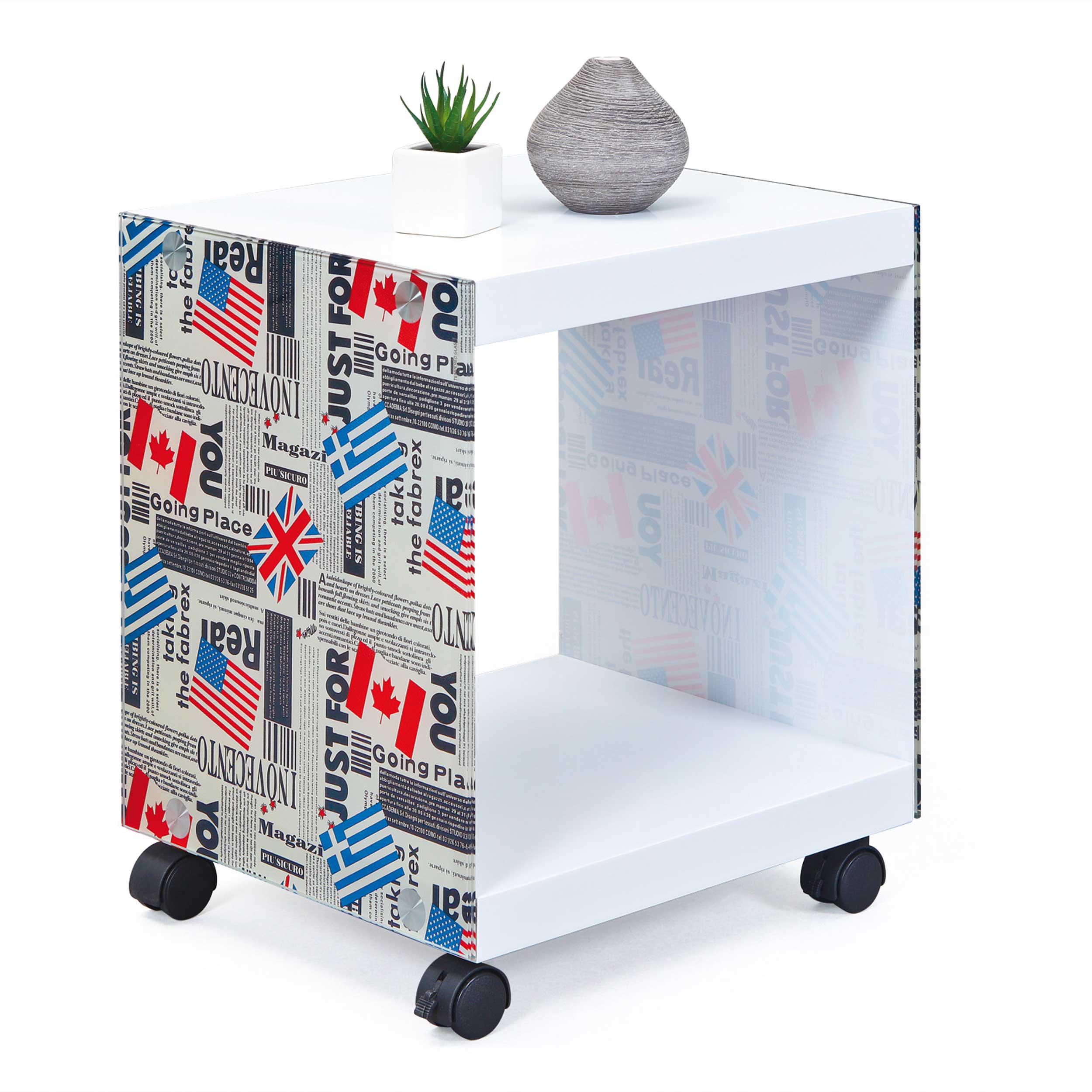 Table d'appoint Flagcube avec roulettes - Image 1