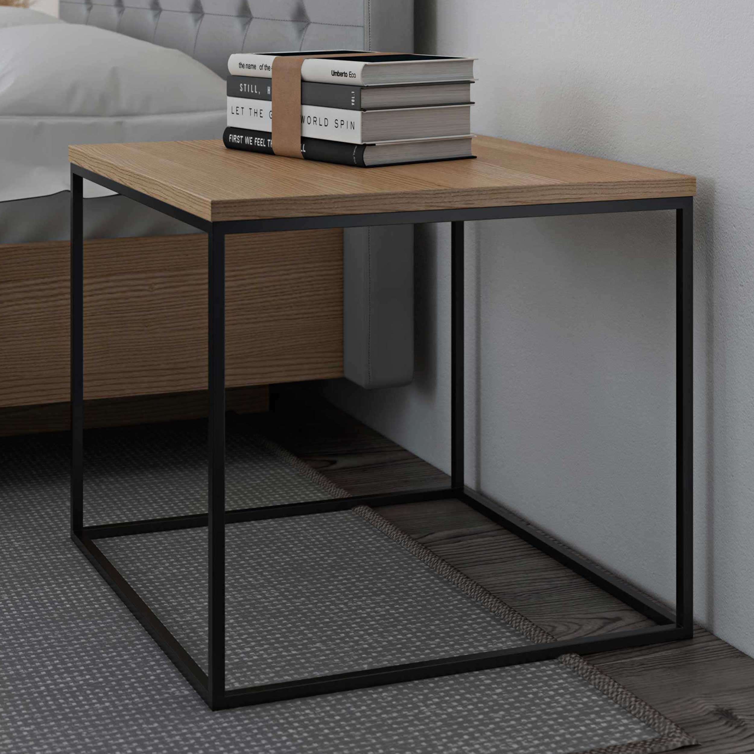 Table d'appoint Gleam 50x50 - chêne/acier - Image 1