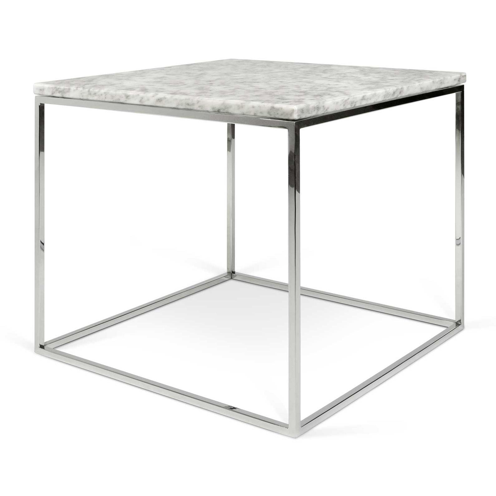 Table d'appoint Gleam 50x50 - marbre blanc/chrome - Image 4