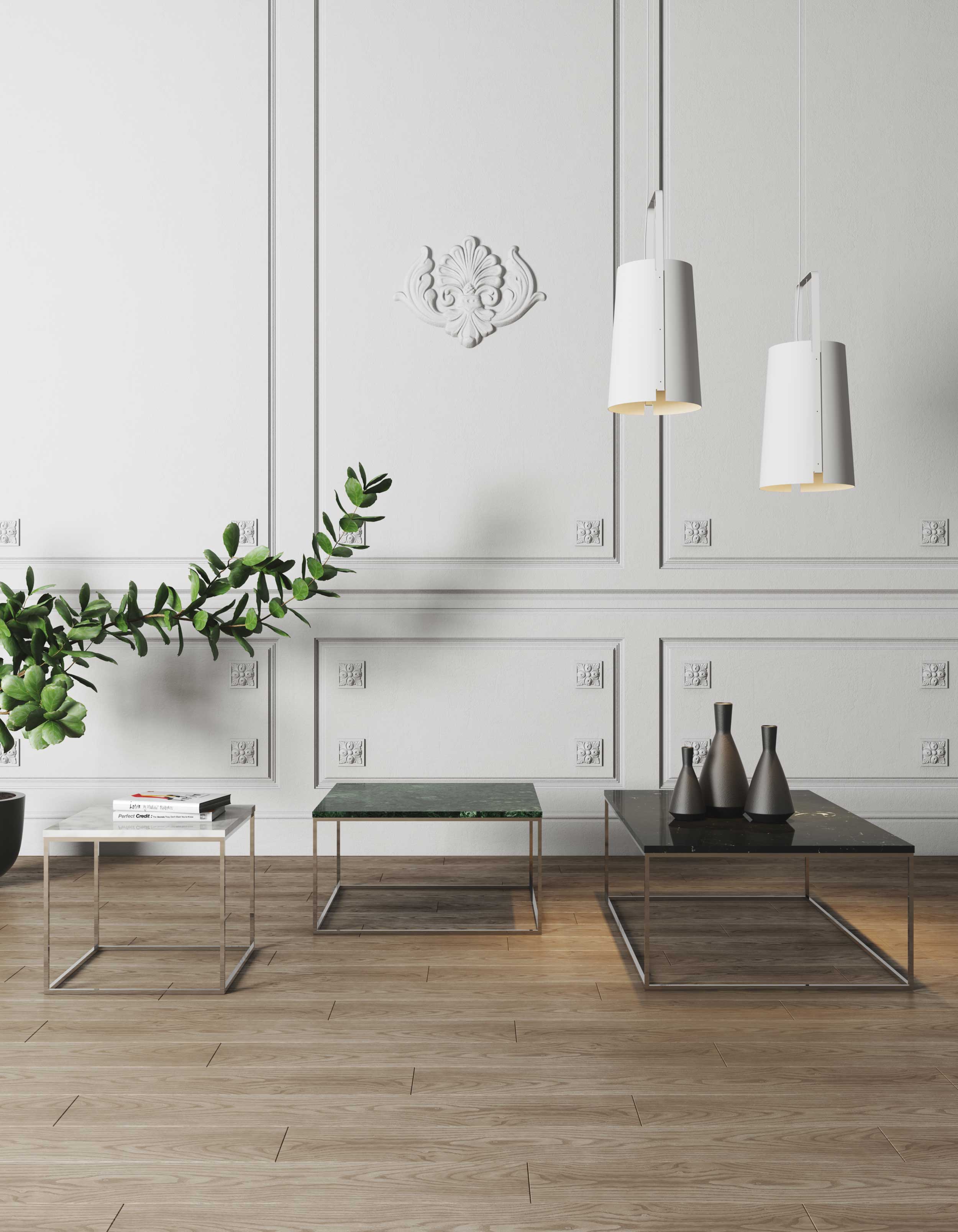 Table d'appoint Gleam 50x50 - marbre blanc/chrome - Image 8