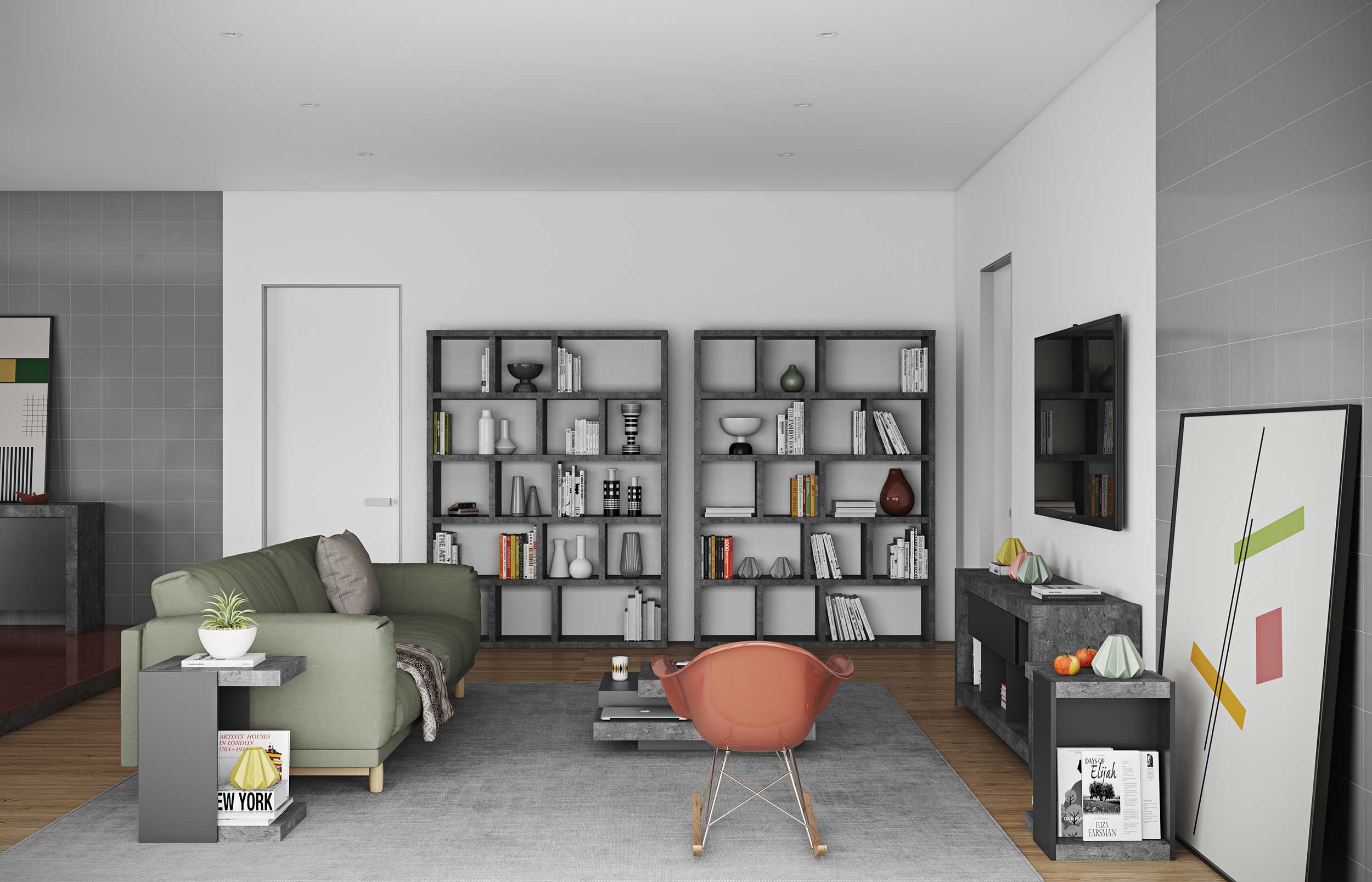 Table d'appoint Klaus industriel - noir/béton - Image 6