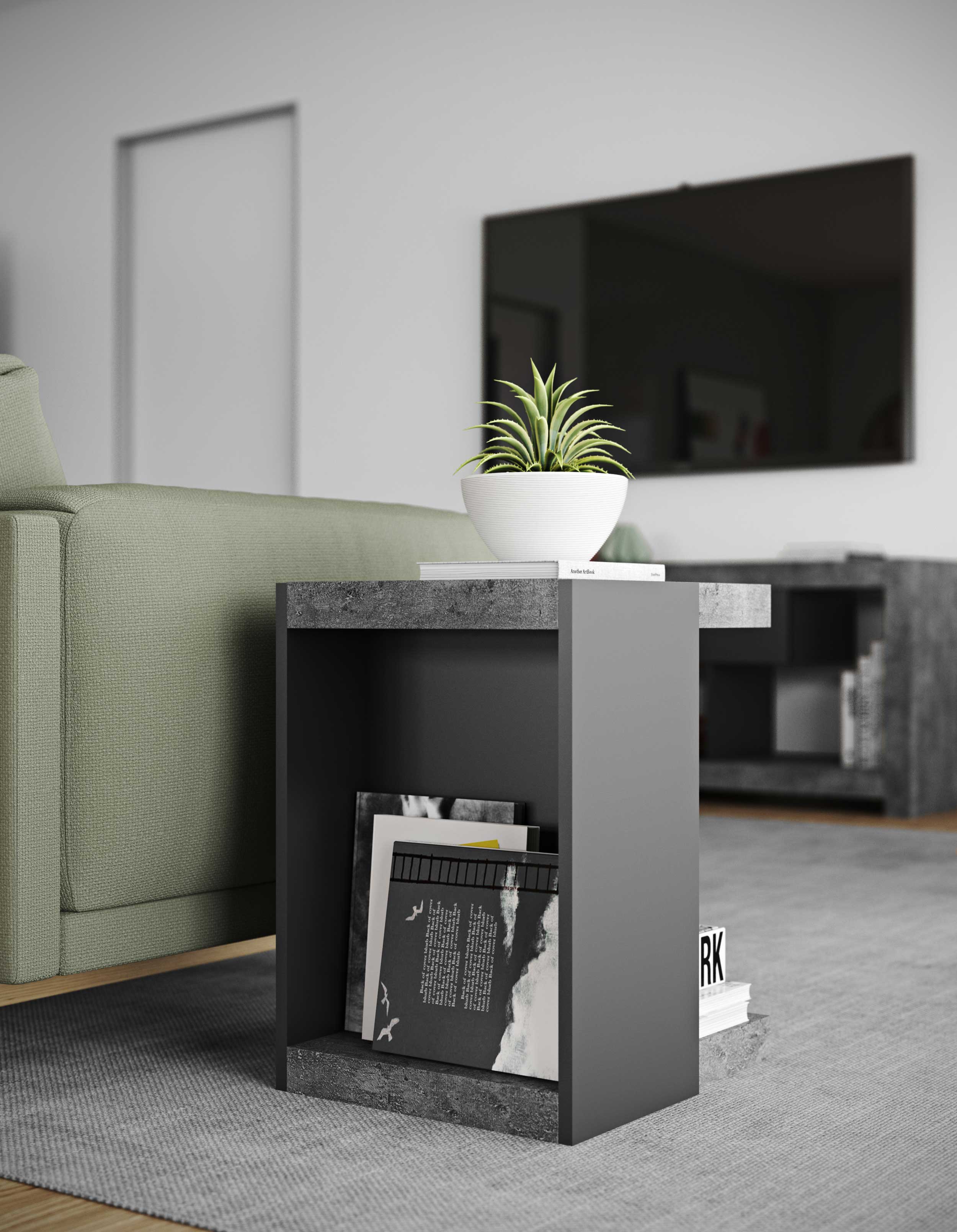 Table d'appoint Klaus industriel - noir/béton - Image 8