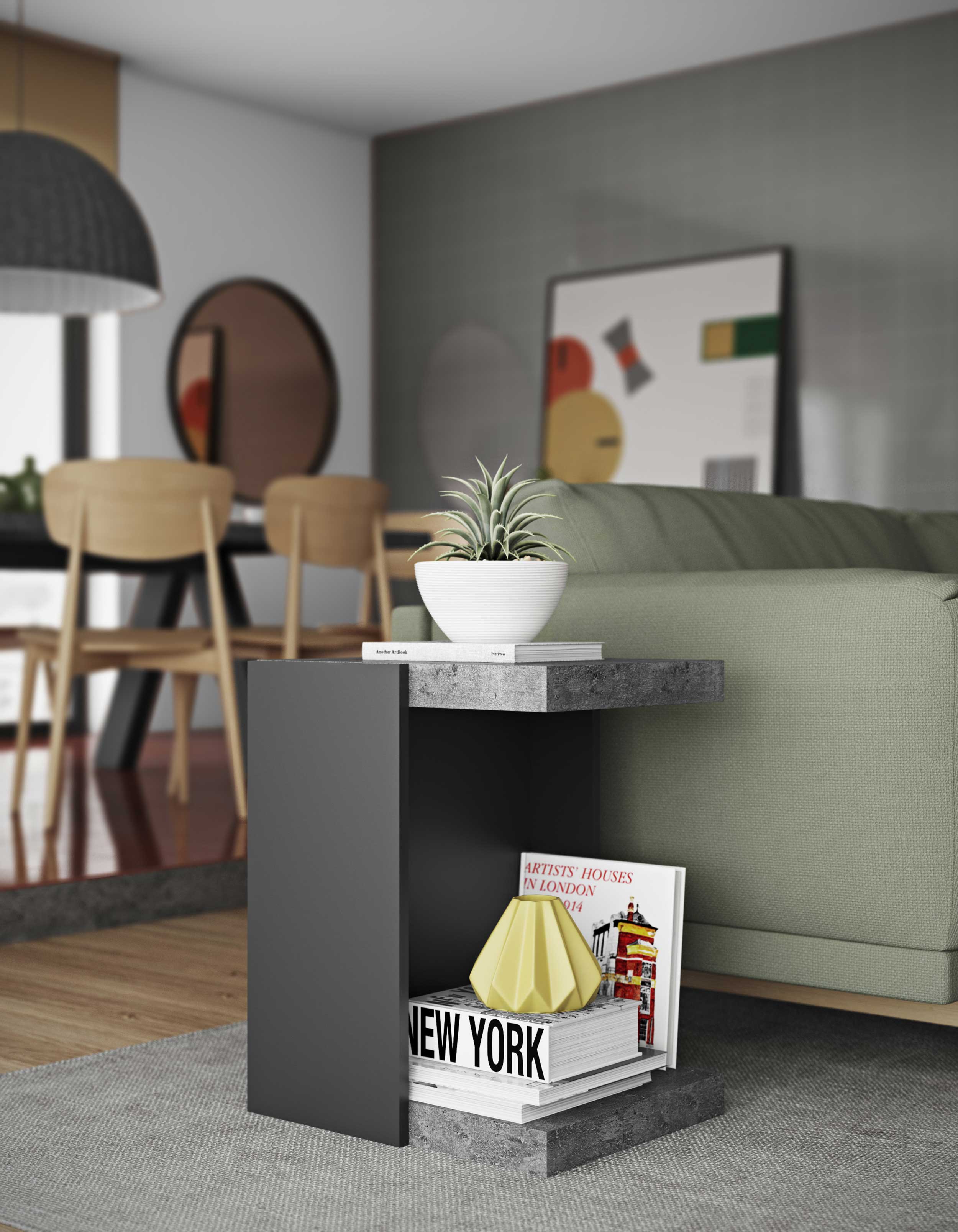 Table d'appoint Klaus industriel - noir/béton - Image 9