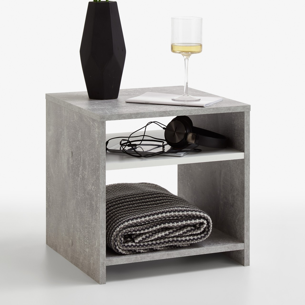 Table d'appoint Linn - béton/blanc - Image 1