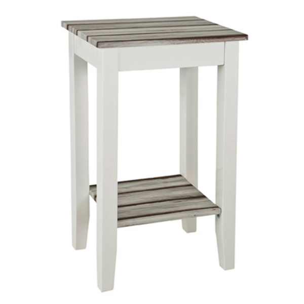 Table d'appoint Marik 40x30cm - blanc brillant/gris - Image 2