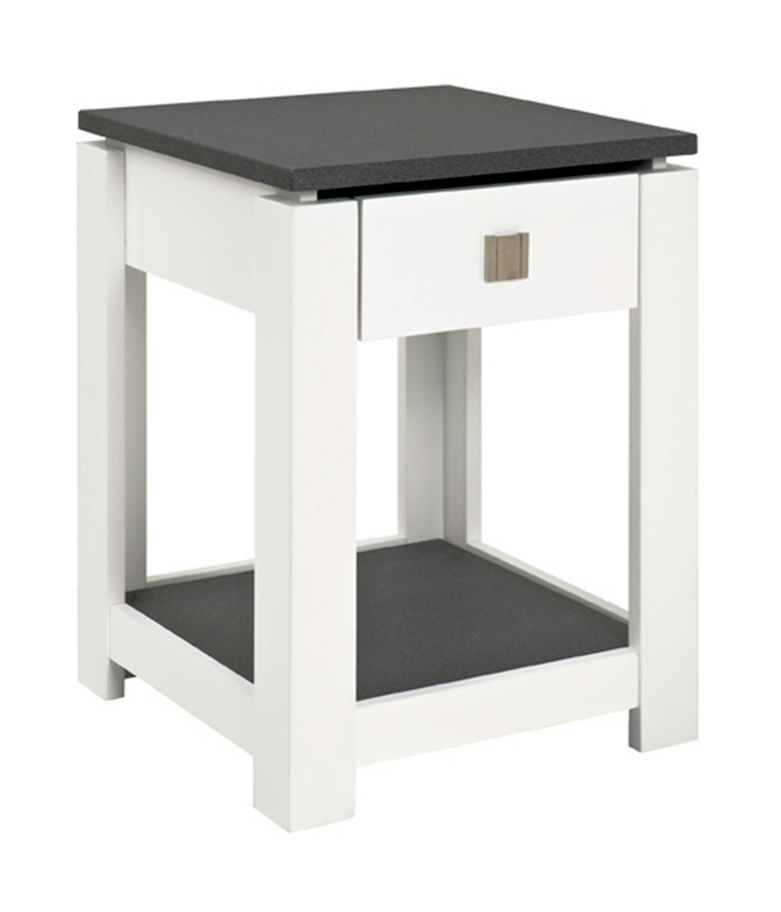 Table d'appoint Marius 40x40cm, 1 tiroir - blanc/anthracite - Image 1
