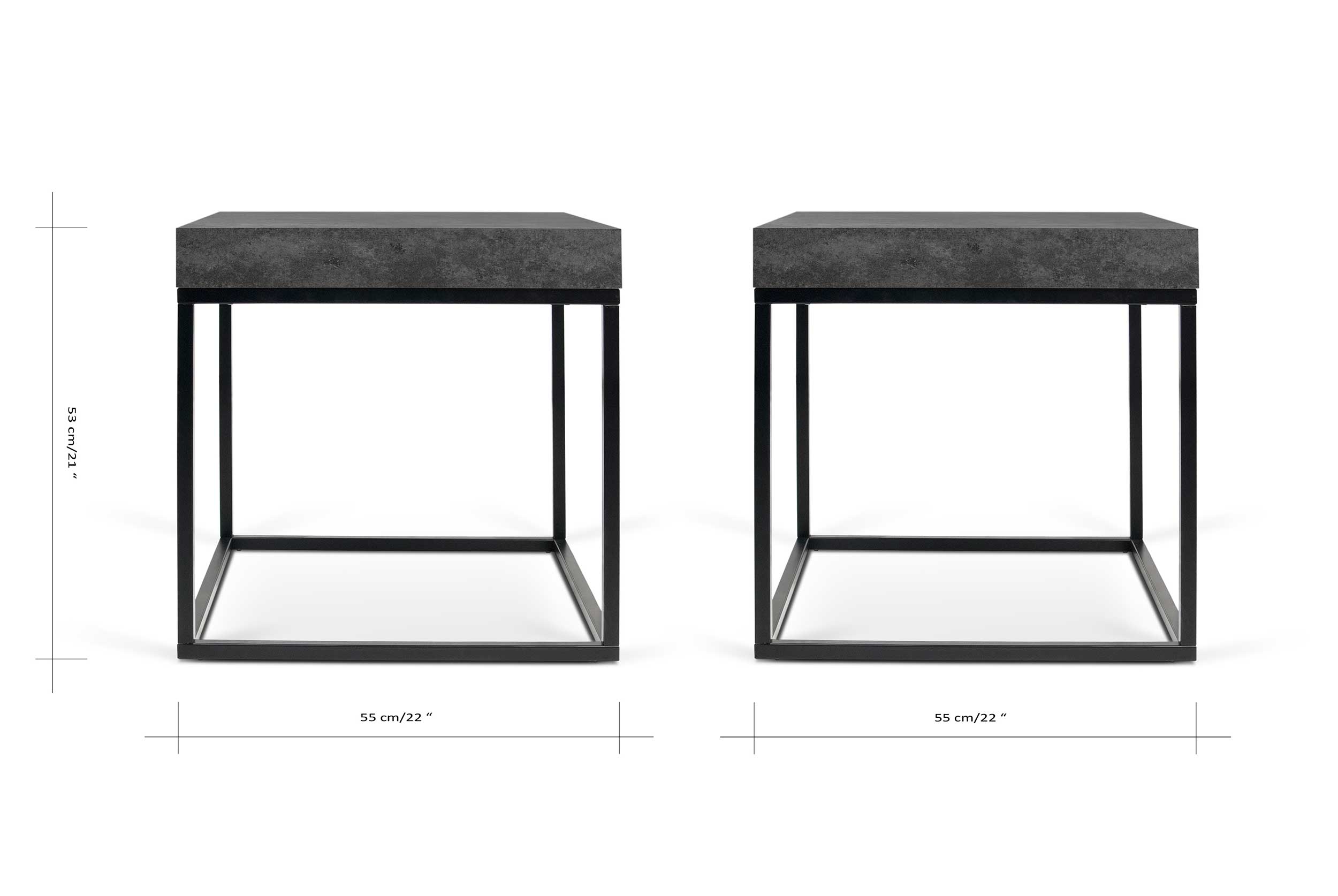 Table d'appoint Petra 55x55 industriel - béton/noir - Image 2