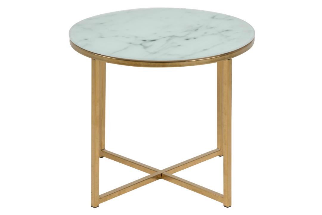 Table d'appoint ronde Anika ø50cm - marbre blanc/ doré - Image 5