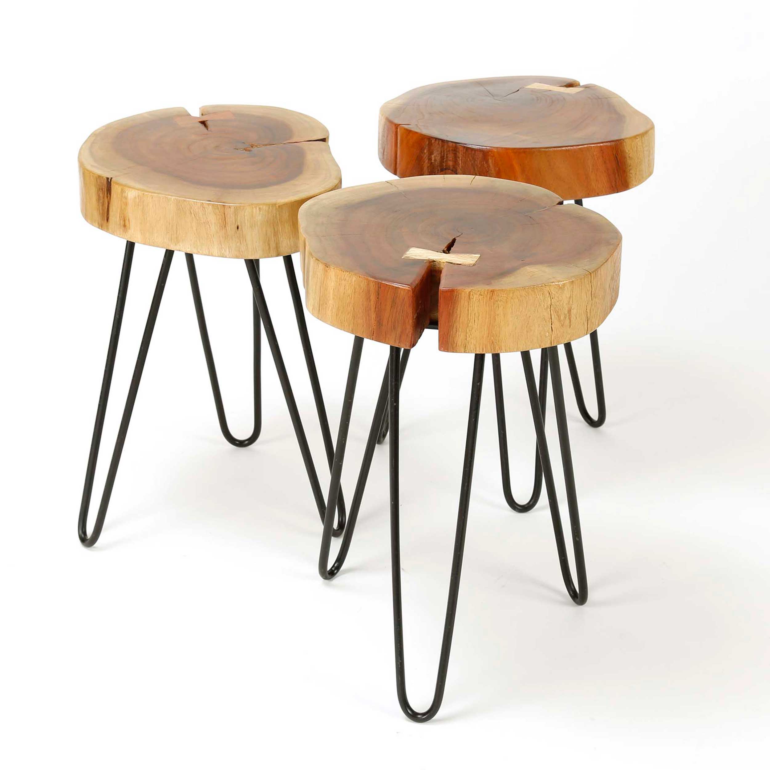 Table d'appoint Samantha - acacia et pieds en acier noir - Image 4