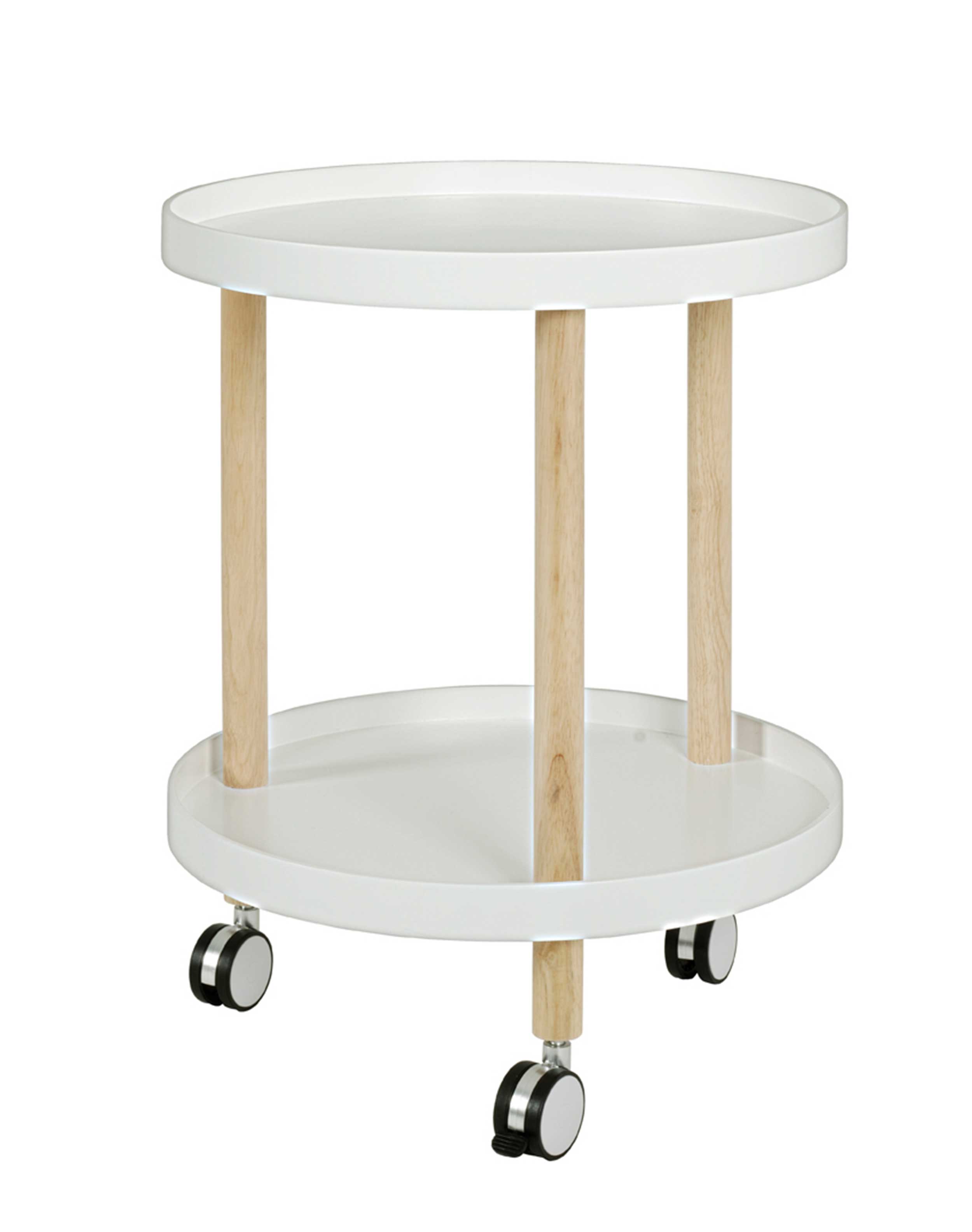 Table d'appoint sur roulettes Lorena - blanc/bois - Image 2
