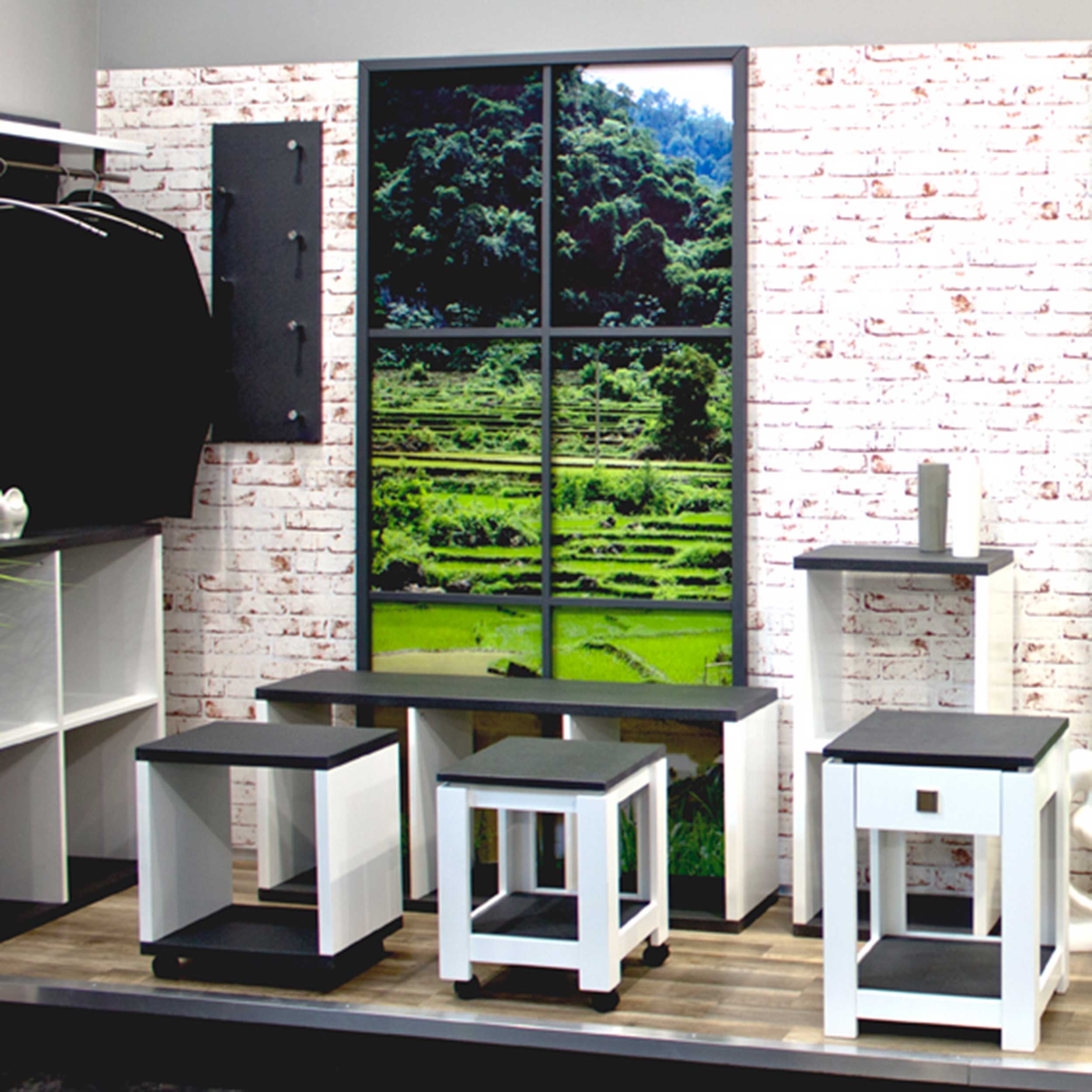 Table d'appoint sur roulettes Zolan 43x30cm - blanc/noir - Image 2