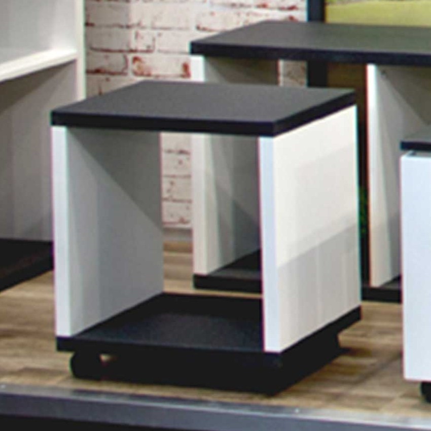 Table d'appoint sur roulettes Zolan 43x30cm - blanc/noir - Image 1