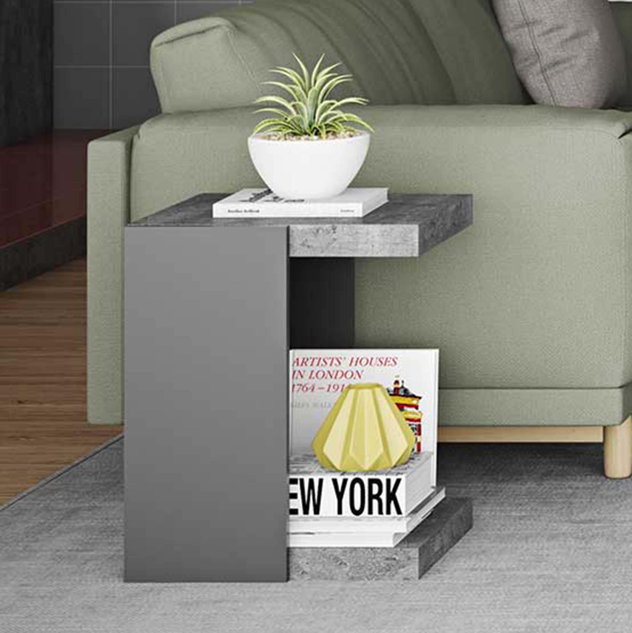 Table d'appoint Klaus industriel - noir/béton