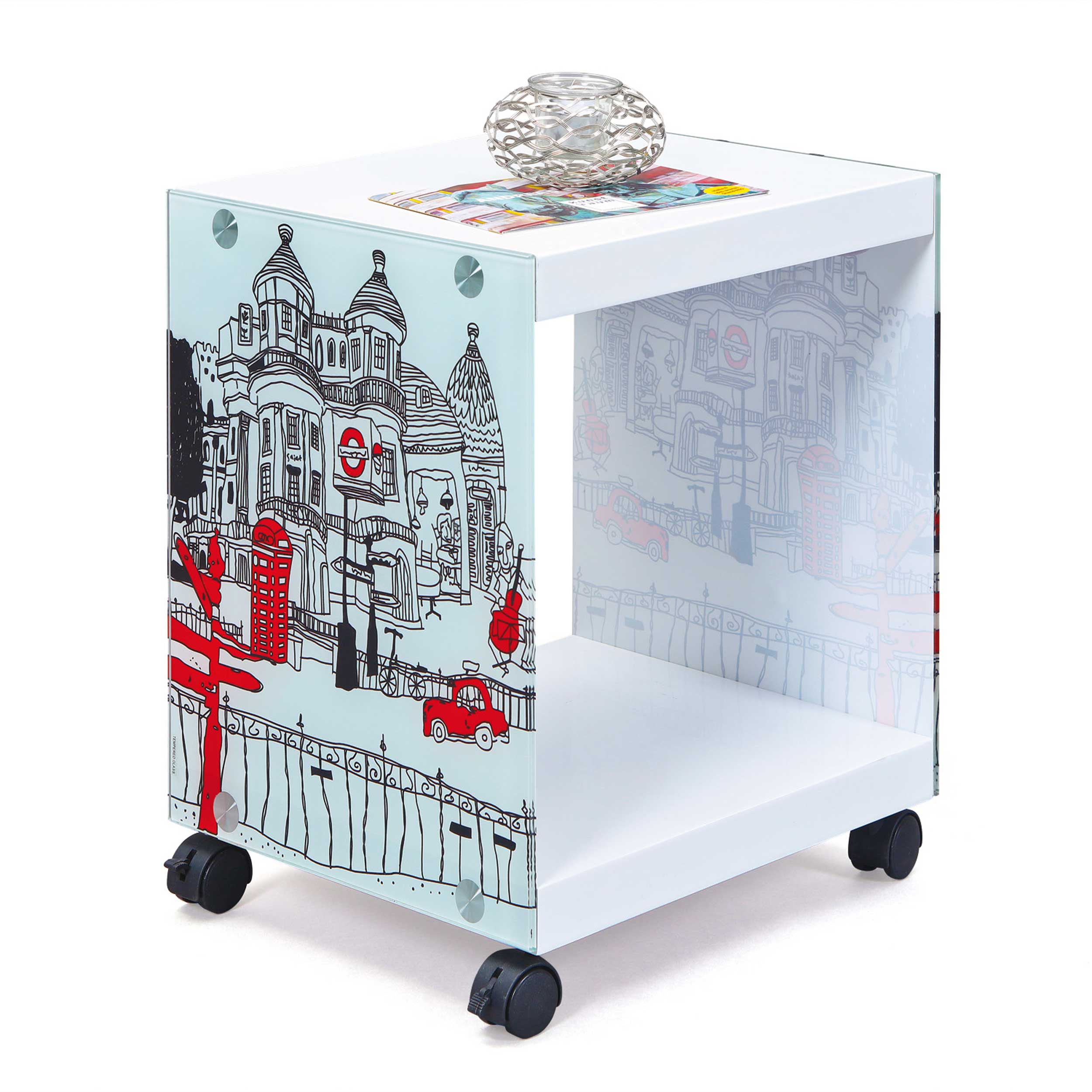 Table d'appoint Londoncube sur roulettes