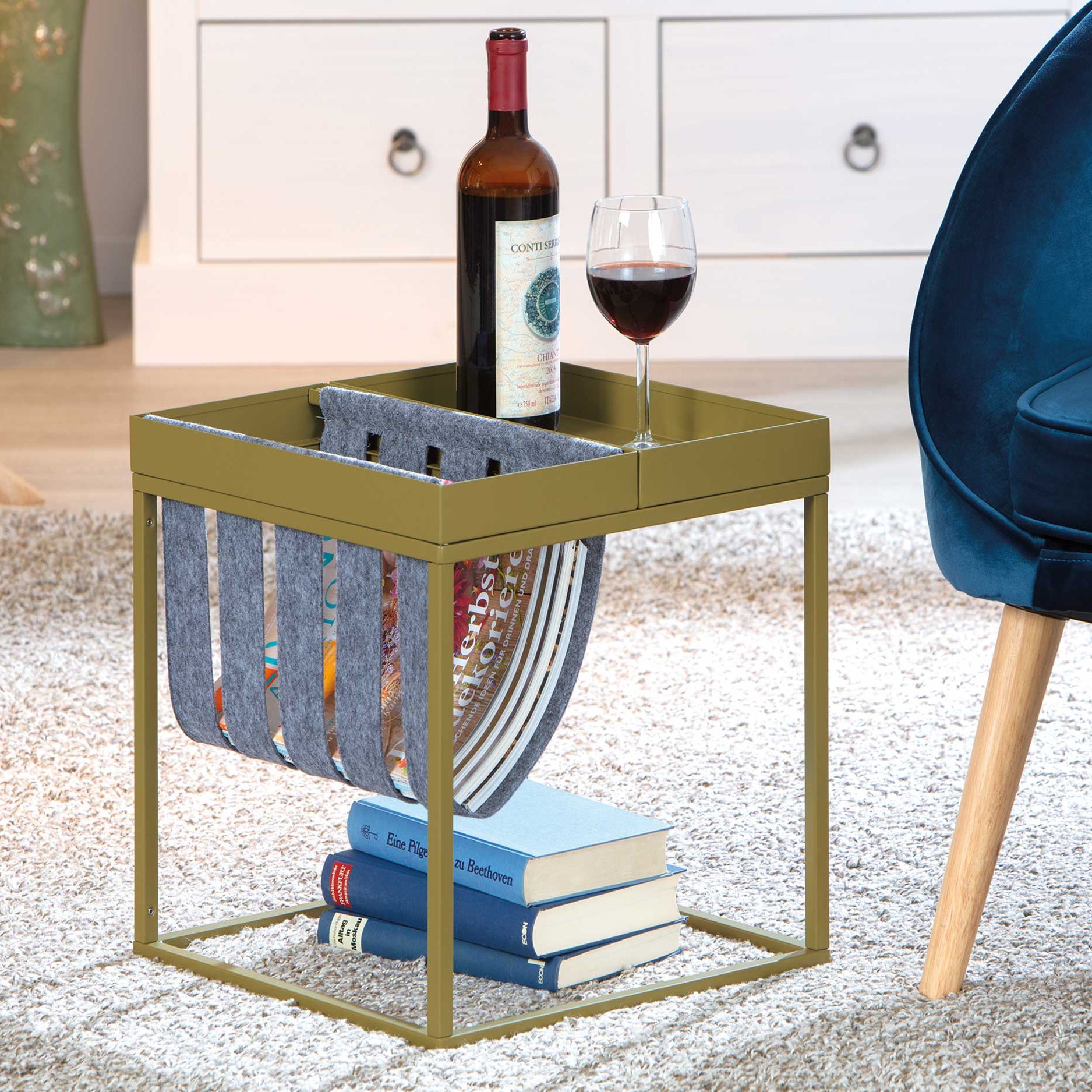 Table d'appoint Nubis 35x35 - vert olive/gris