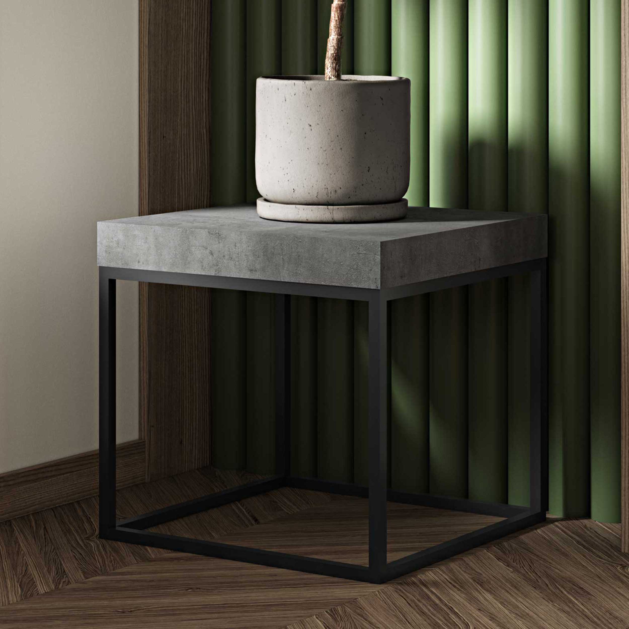 Table d'appoint Petra 55x55 industriel - béton/noir