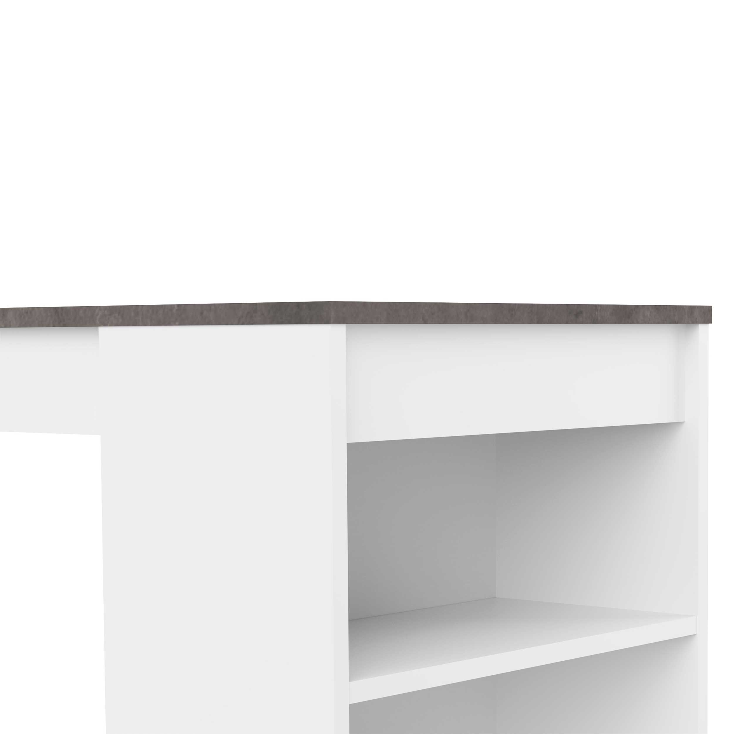 Table de bar Aravis 115x50 avec rangement - blanc/béton - Image 2