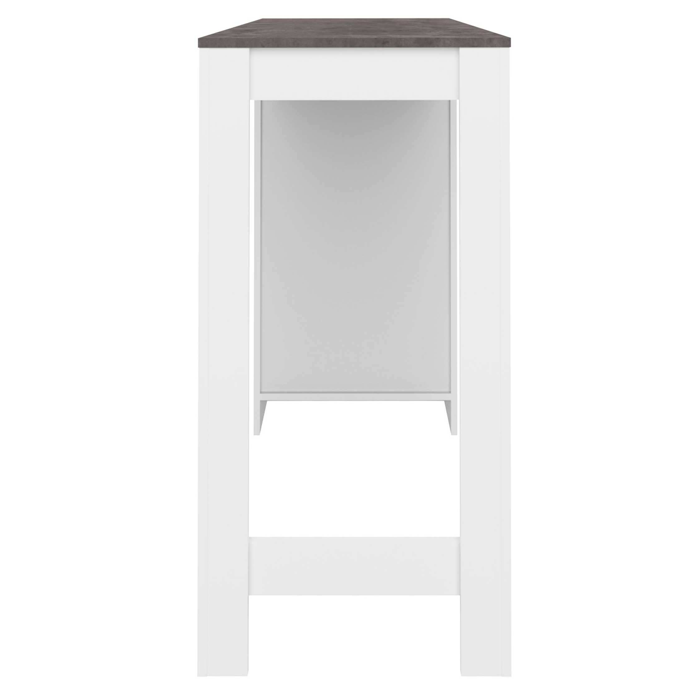Table de bar Aravis 115x50 avec rangement - blanc/béton - Image 4