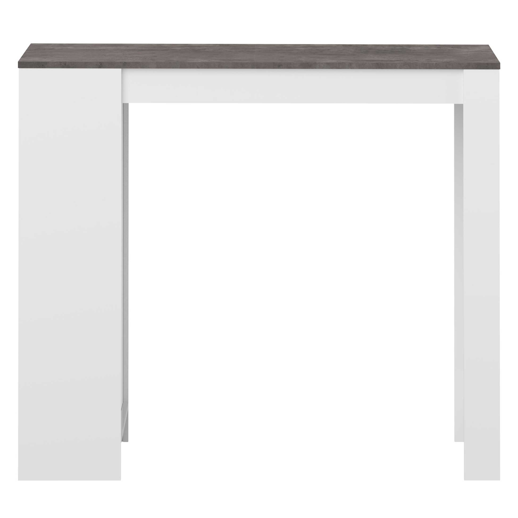 Table de bar Aravis 115x50 avec rangement - blanc/béton - Image 6