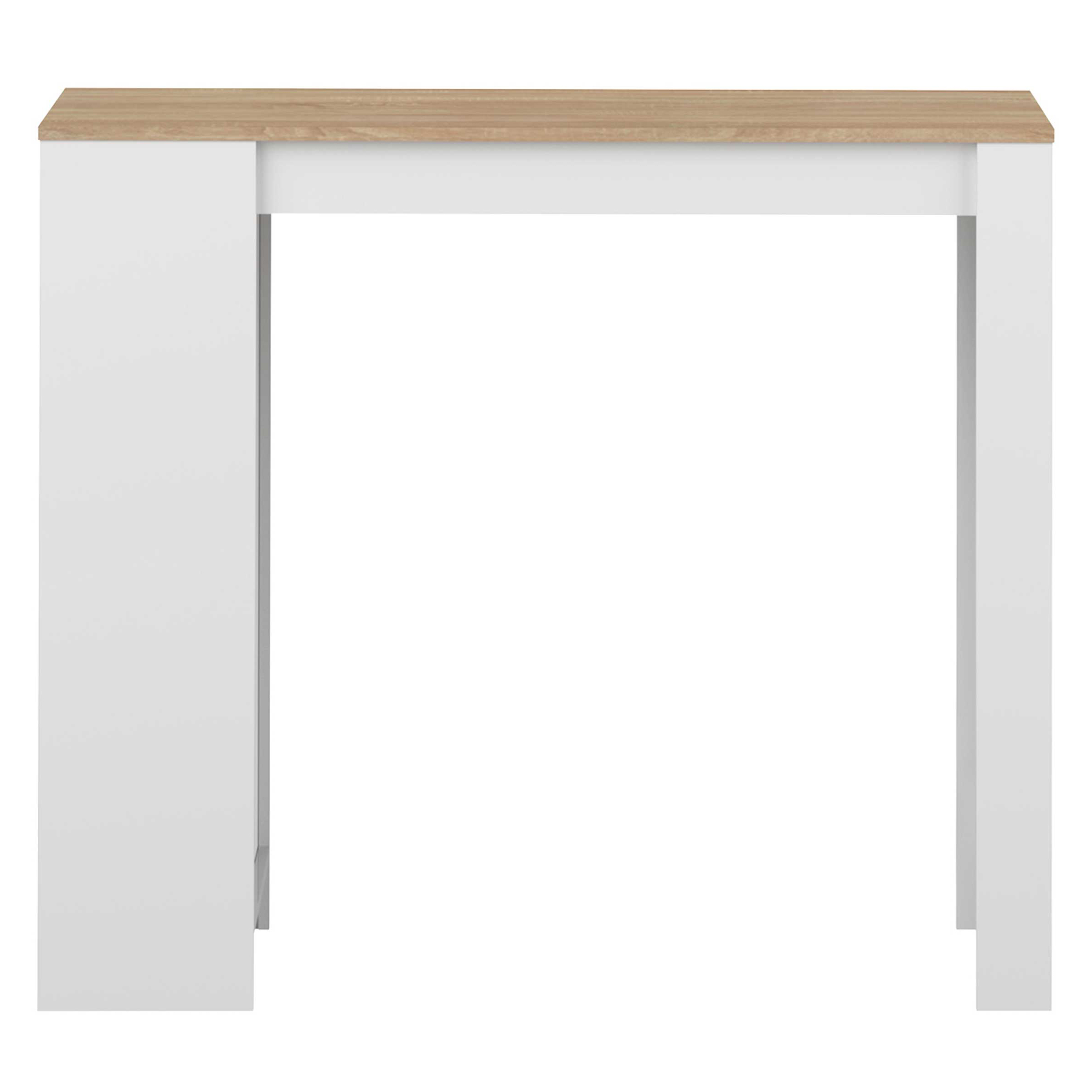 Table de bar Aravis 115x50 avec rangement - blanc/chêne - Image 5