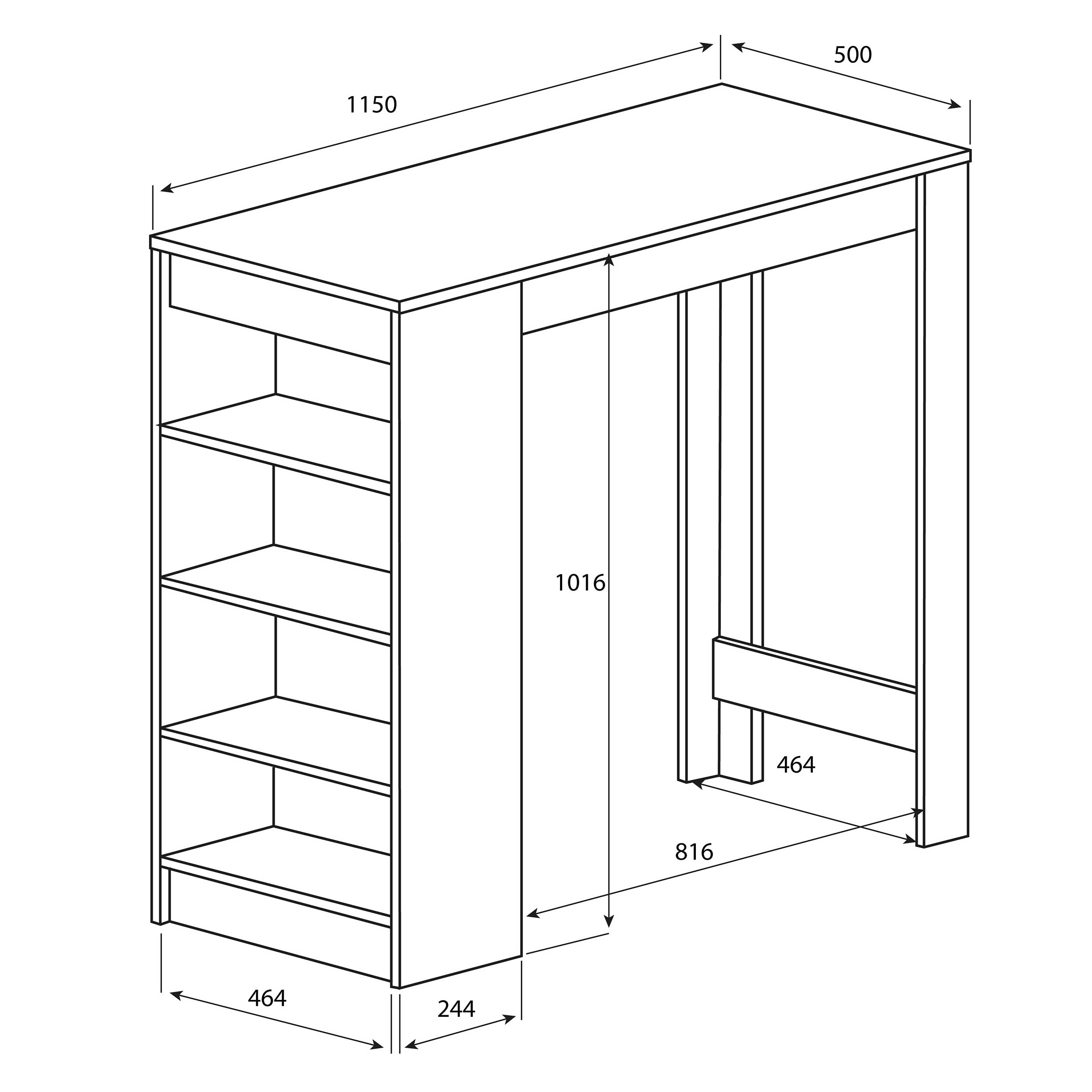 Table de bar Aravis 115x50 avec rangement - chêne - Image 3