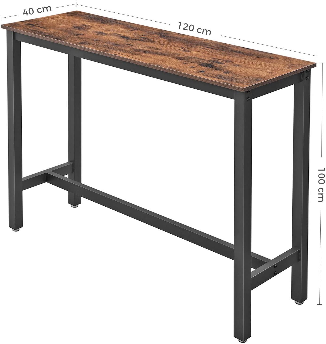 Table de bar Isolde 120x40 industriel - brun/noir - Image 3