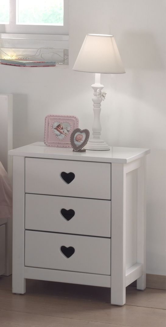 Table de chevet Amori avec 3 tiroirs - blanc - Image 10