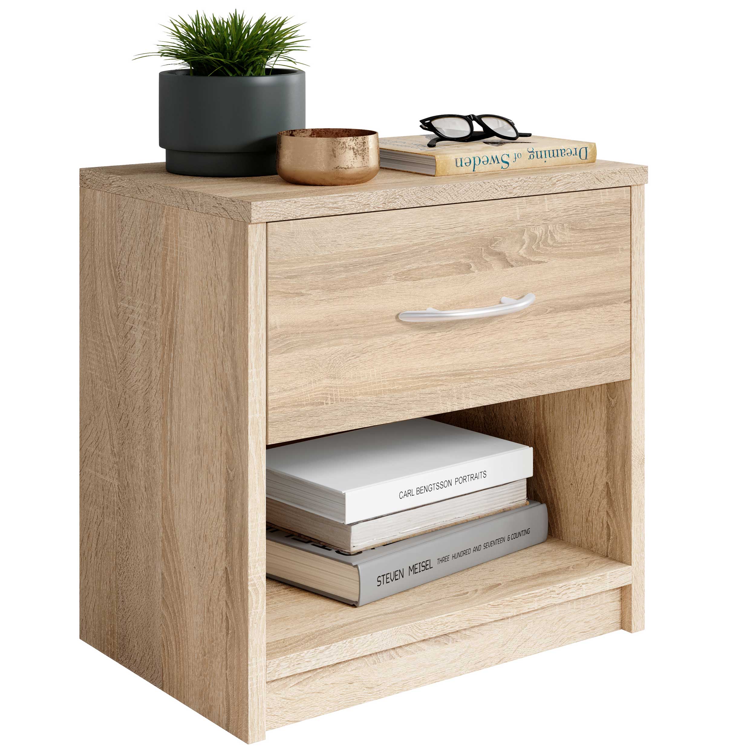 Table de chevet Beppu avec 1 tiroir - chêne sonoma - Image 6