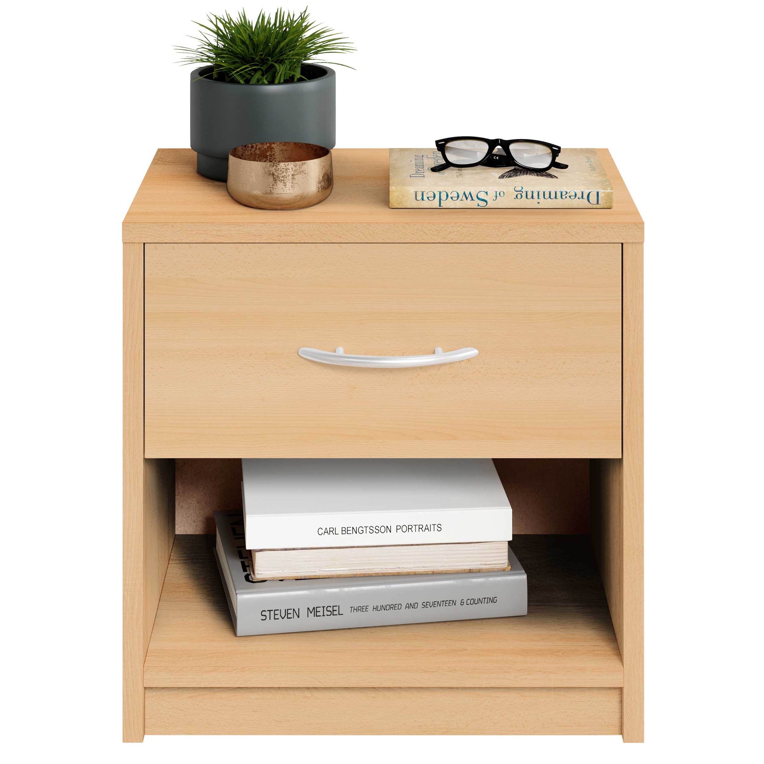 Table de chevet Beppu avec 1 tiroir - hêtre - Image 3