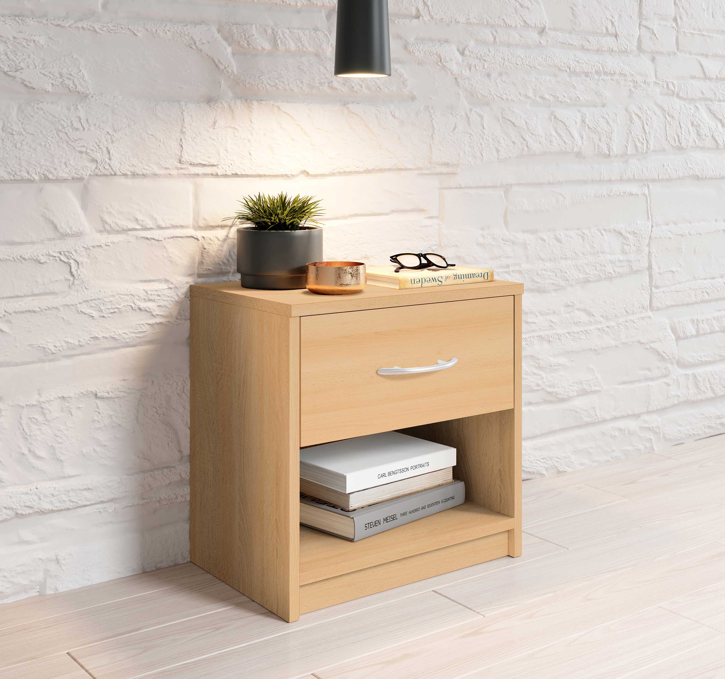 Table de chevet Beppu avec 1 tiroir - hêtre - Image 4