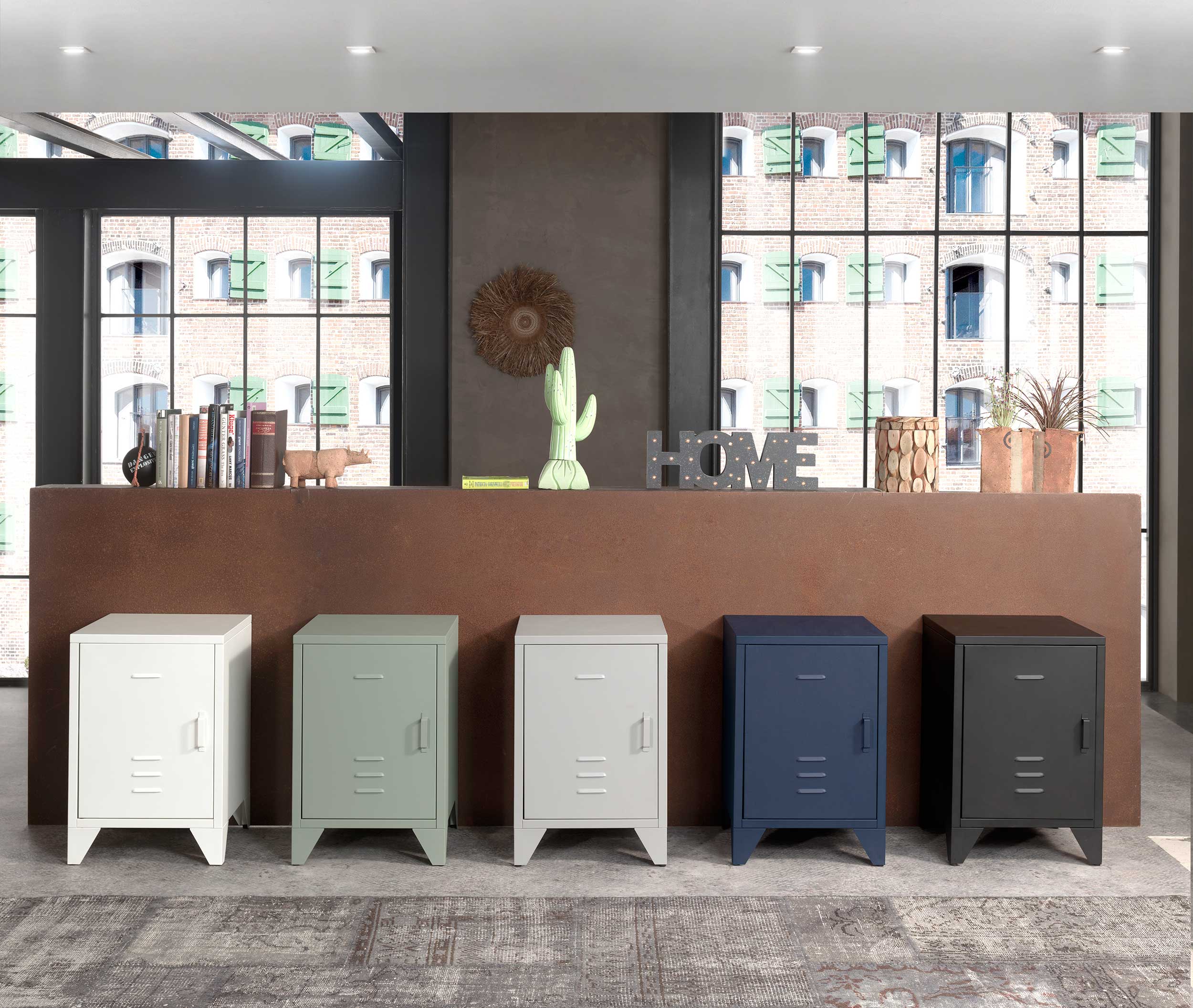 Table de chevet Bronxx Locker en métal  40x60 - gris mat - Image 3