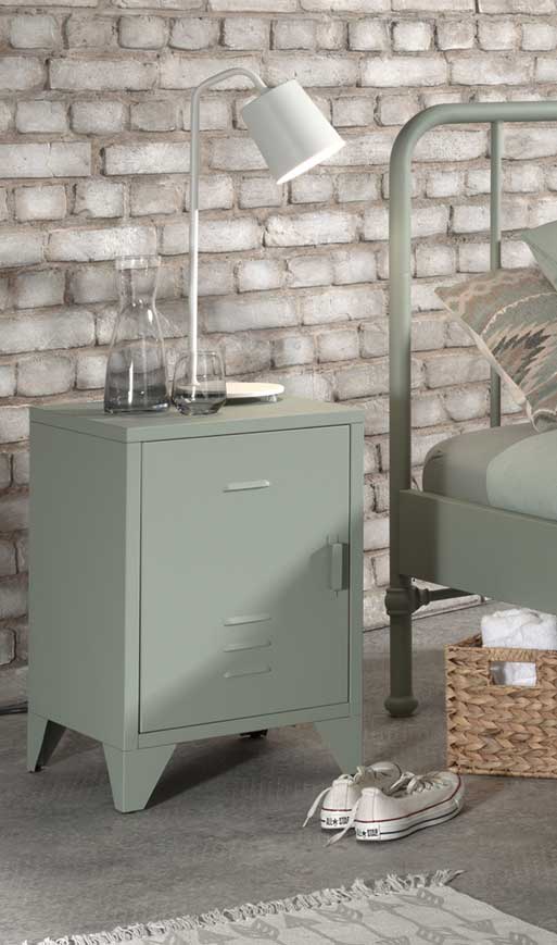 Table de chevet Bronxx Locker en métal  40x60 - vert olive mat - Image 3