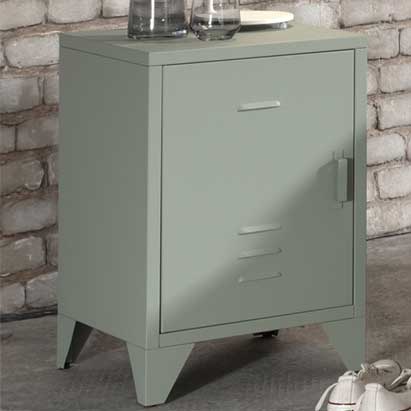 Table de chevet Bronxx Locker en métal  40x60 - vert olive mat