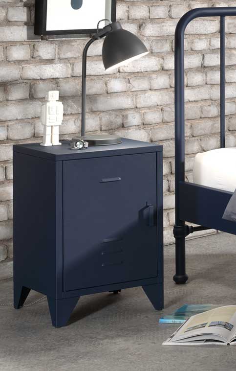 Table de chevet Bronxx Locker en métal - bleu denim mat - Image 4