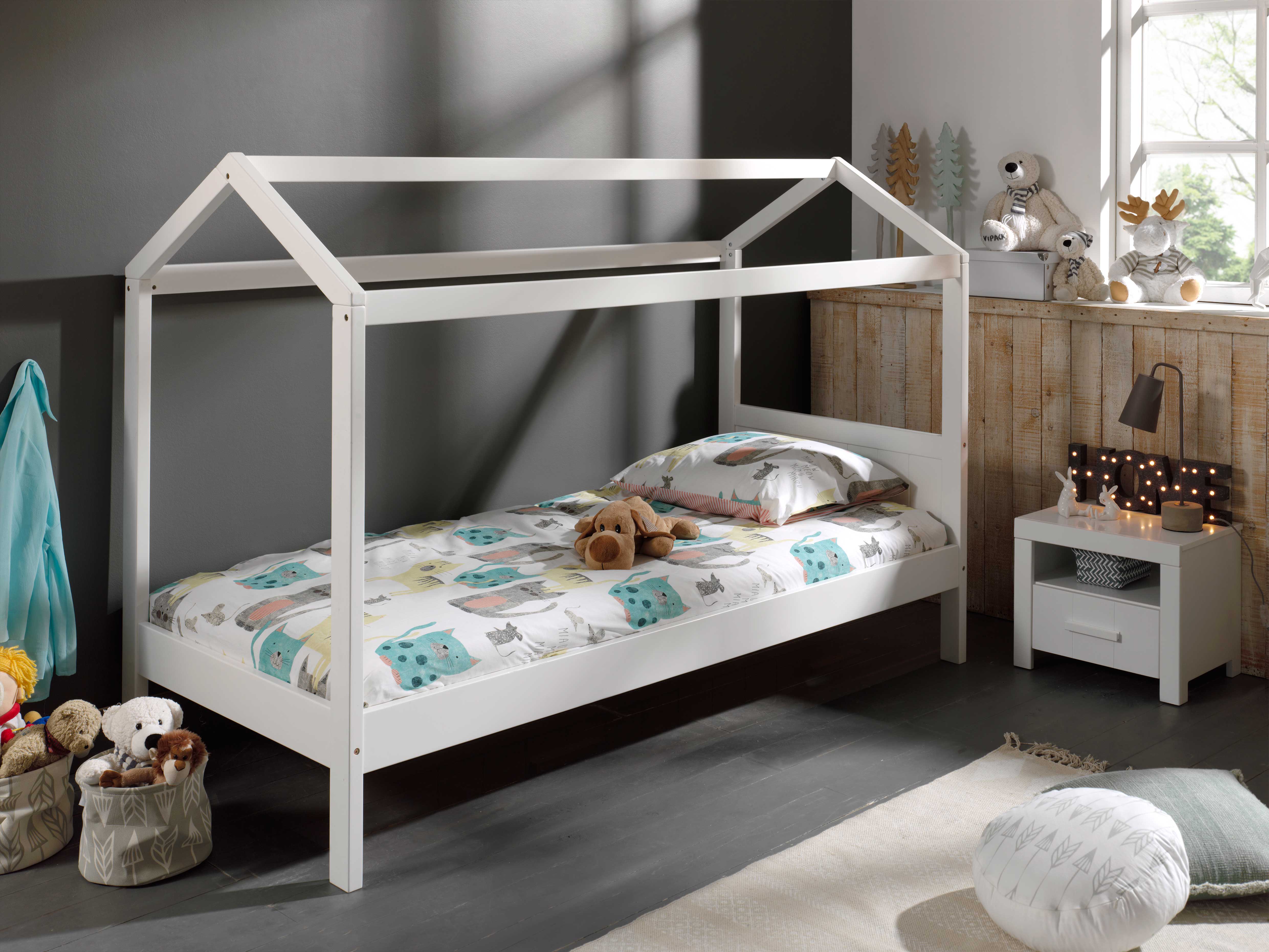 Table de chevet Erik avec tiroir bois pin - blanc - Image 3