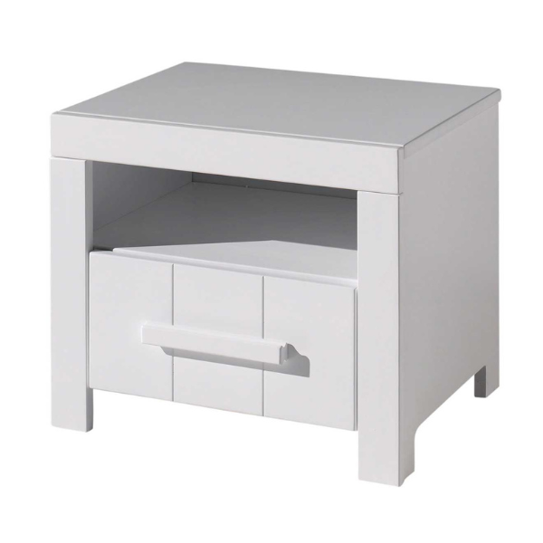 Table de chevet Erik avec tiroir bois pin - blanc
