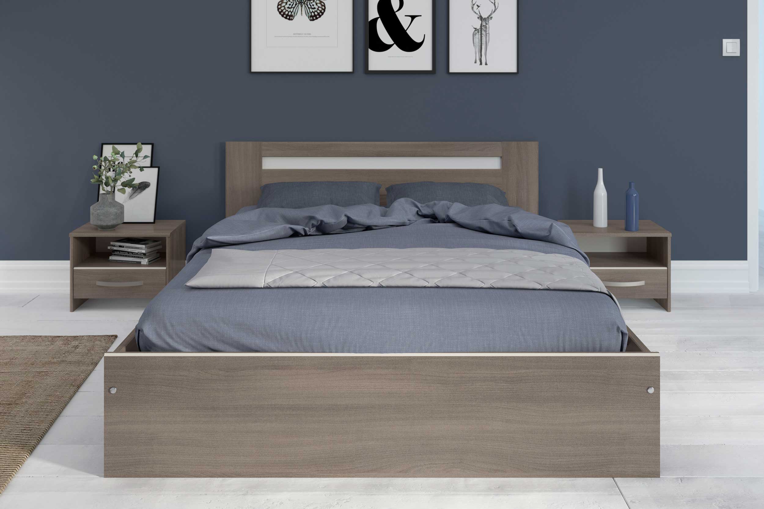 Table de chevet Evo avec tiroir - noyer - Image 5