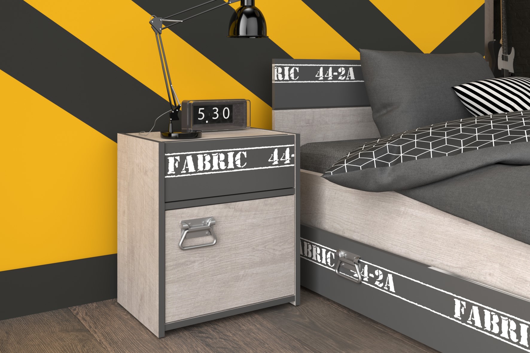 Table de chevet Fabien industriel - beige/gris - Image 3