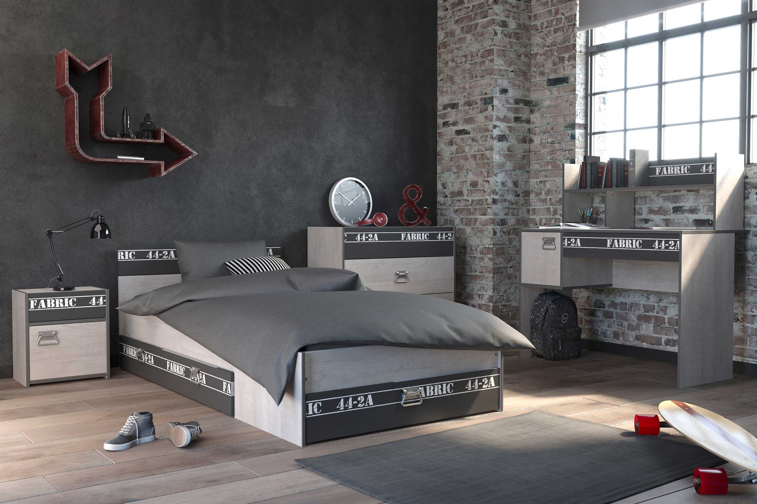 Table de chevet Fabien industriel - beige/gris - Image 8