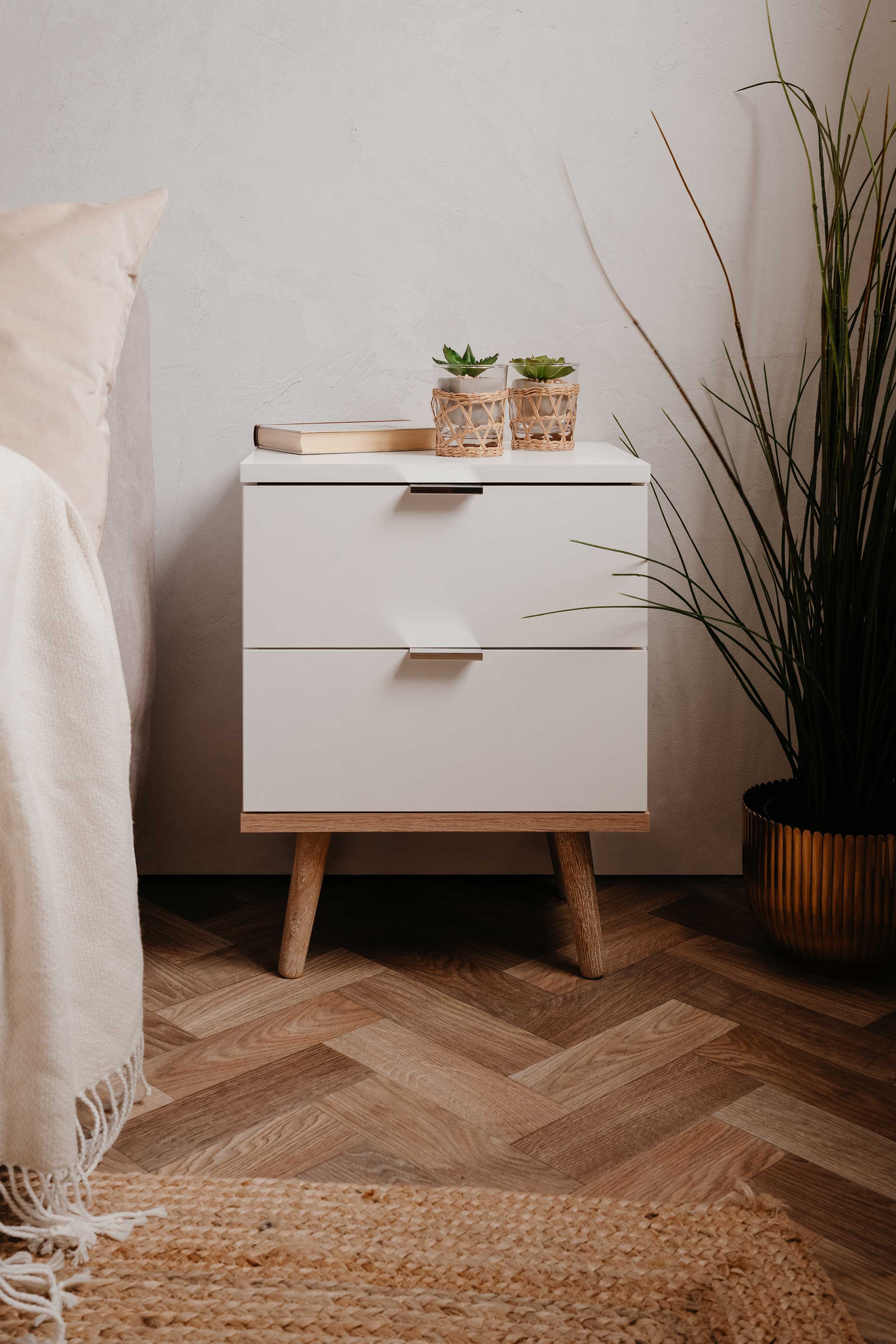 Table de chevet Göteborg 40cm 2 tiroirs - blanc - Image 9