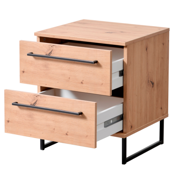 Table de chevet Hoggas avec deux tiroirs - chêne/noir - Image 4