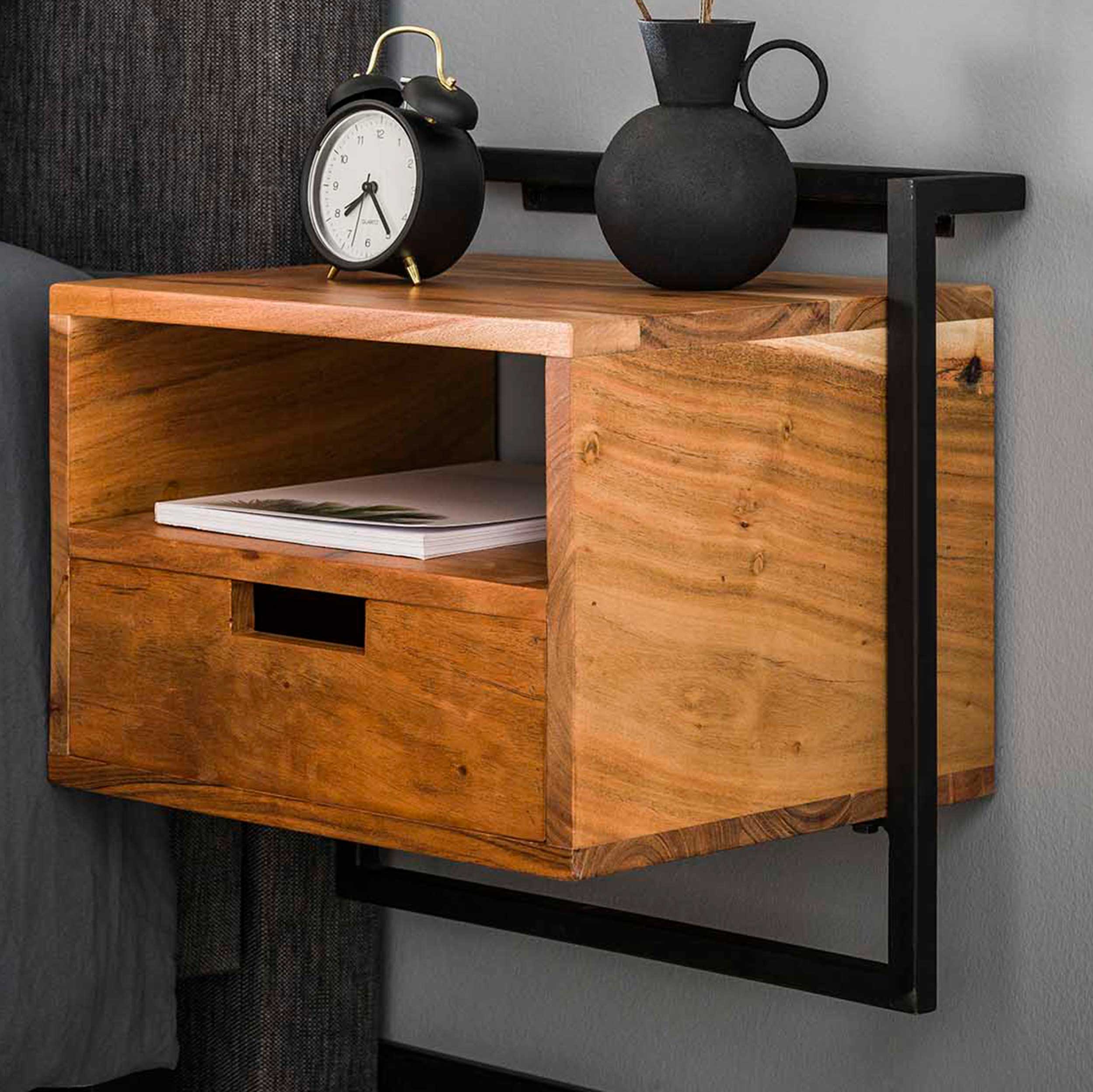 Table de chevet Irso 1 tiroir - bois d'acacia