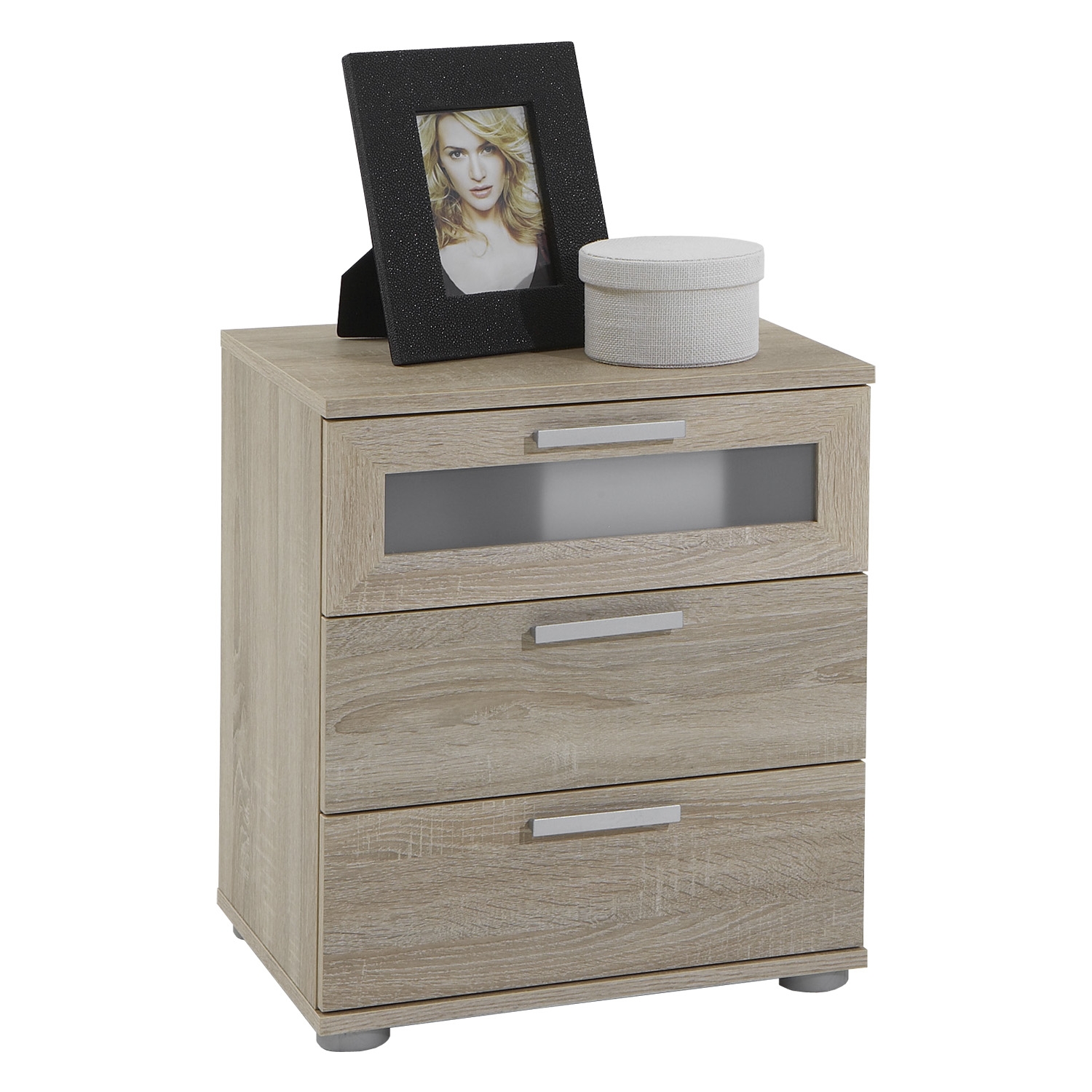 Table de chevet Jack à 3 tiroirs - chêne brun - Image 4