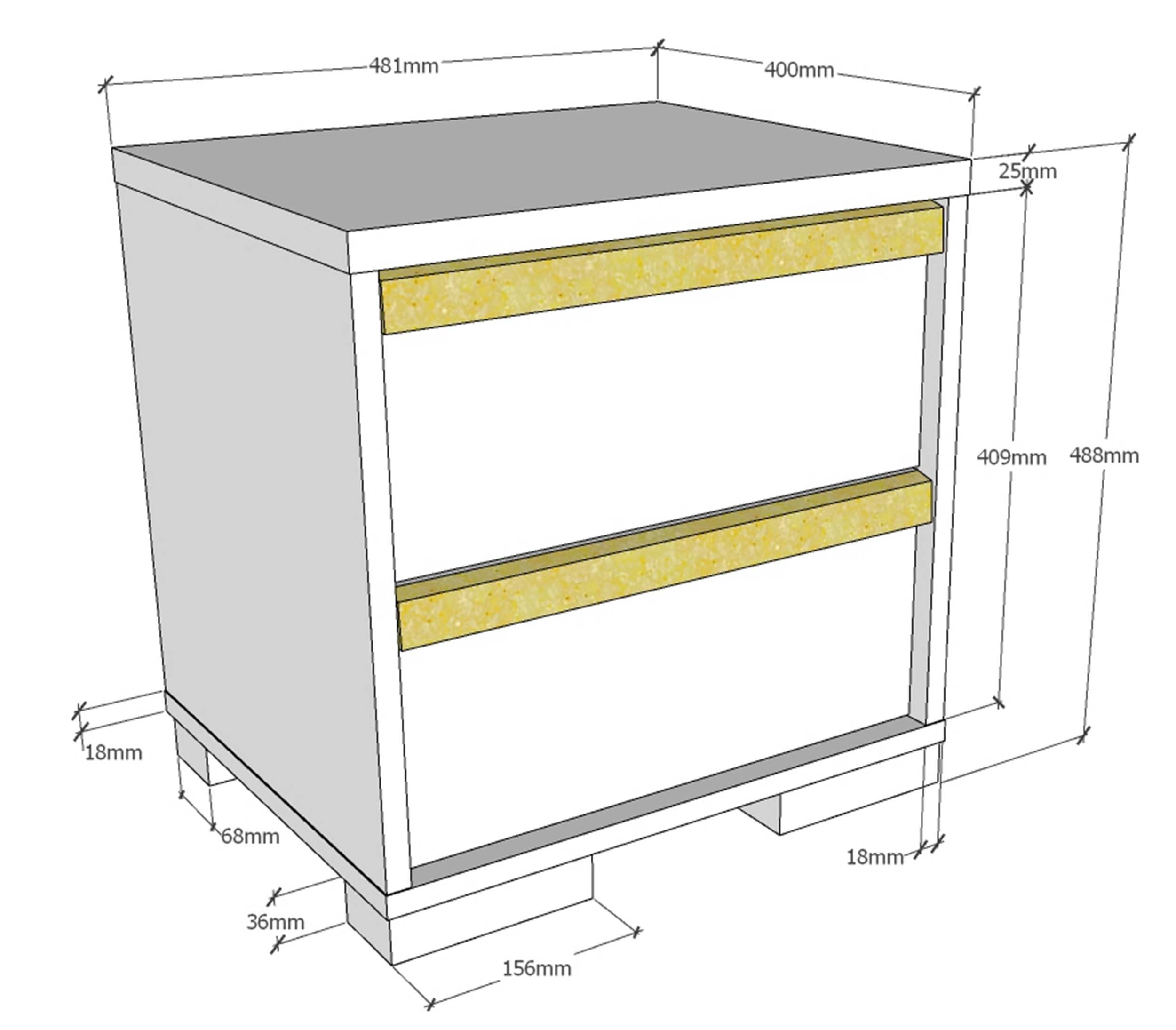 Table de chevet London 2 tiroirs - anthracite - Image 4