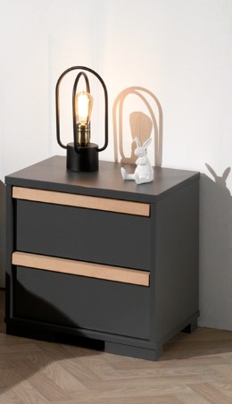 Table de chevet London 2 tiroirs - anthracite - Image 8
