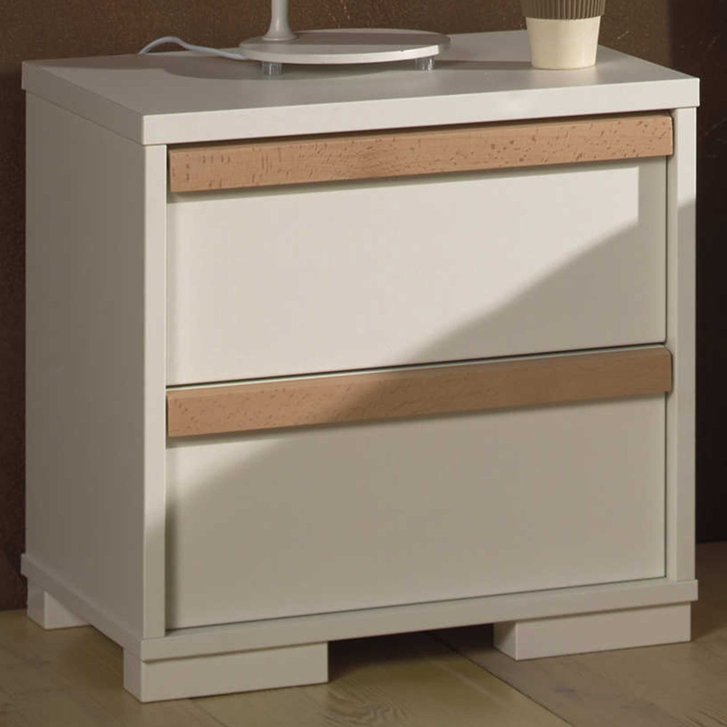 Table de chevet London 2 tiroirs - blanc