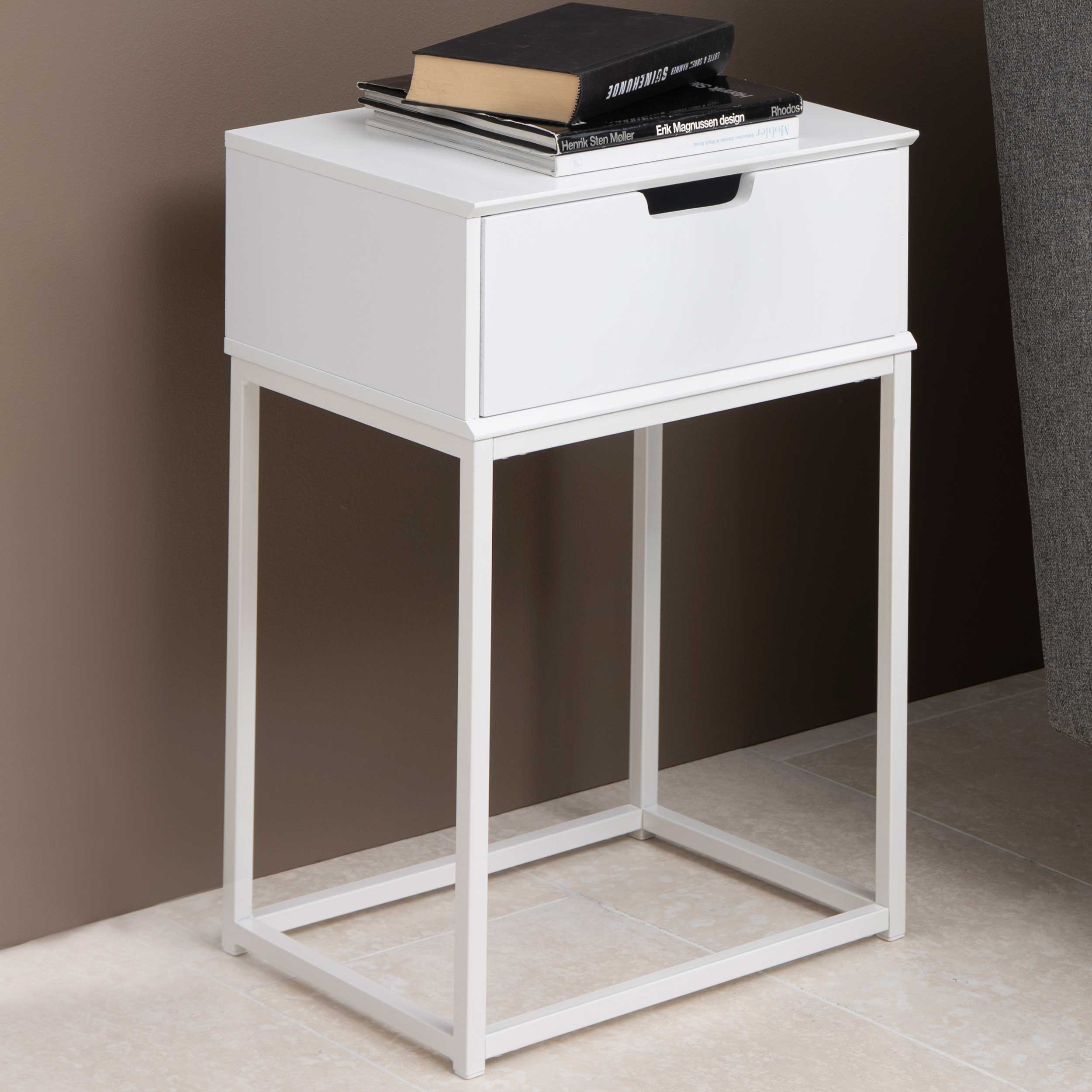 Table de chevet Mistra 1 tiroir - blanc