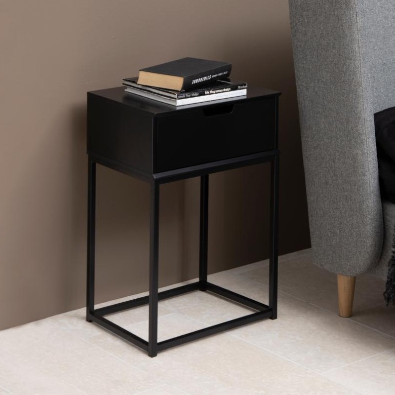 Table de chevet Mistra 1 tiroir - noir