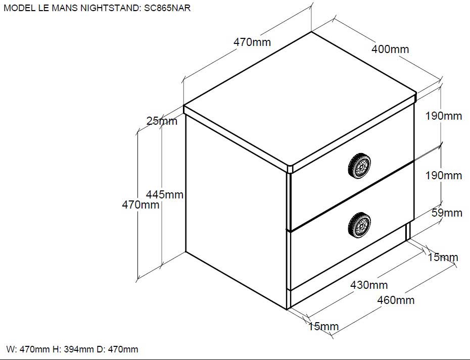 Table de chevet Monza avec deux tiroirs - rouge - Image 2