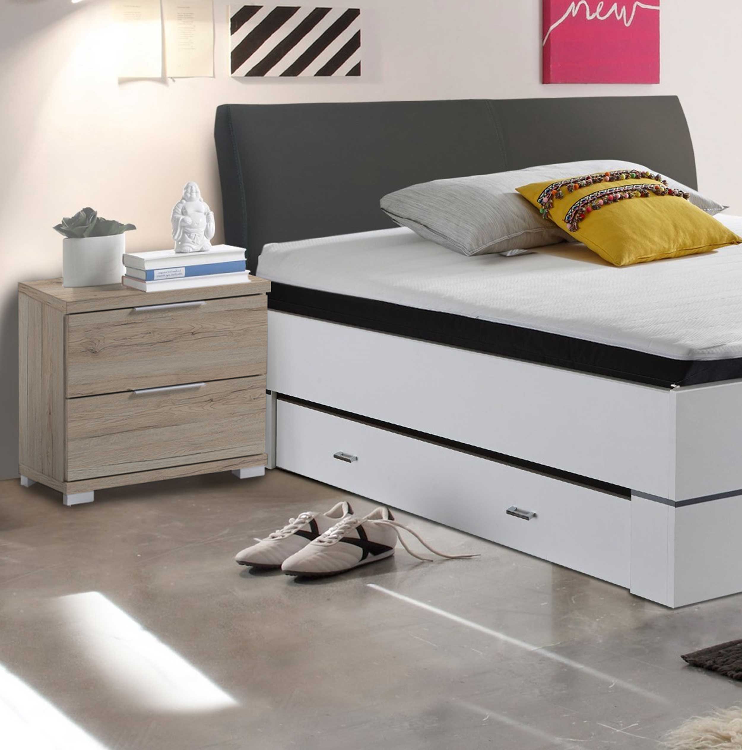 Table de chevet Nacho 46cm avec 2 tiroirs - chêne san remo - Image 3